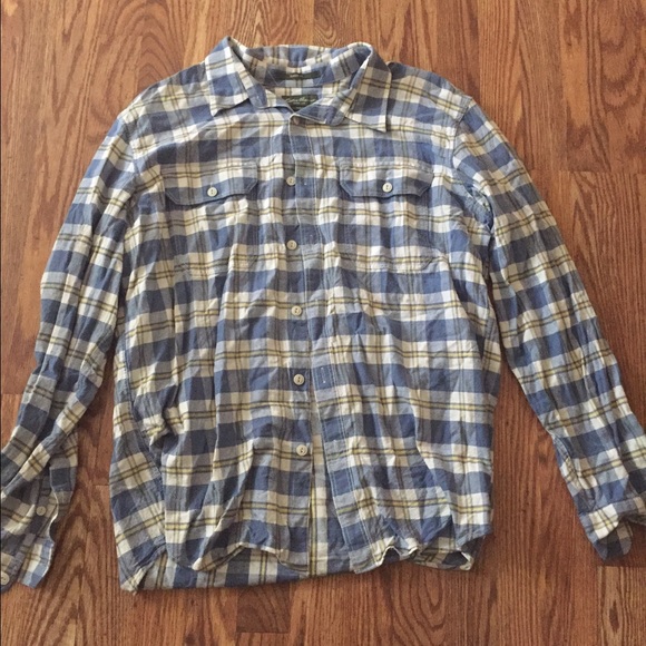 Blue and Yellow Eddie Bauer Men's Button Down - Picture 1 of 2