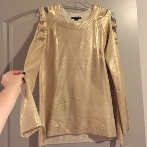 Metallic Gold Sweater with Cut outs