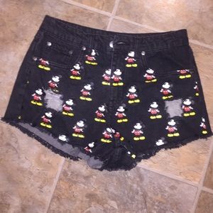 Mickey Mouse acid high rise shorts.