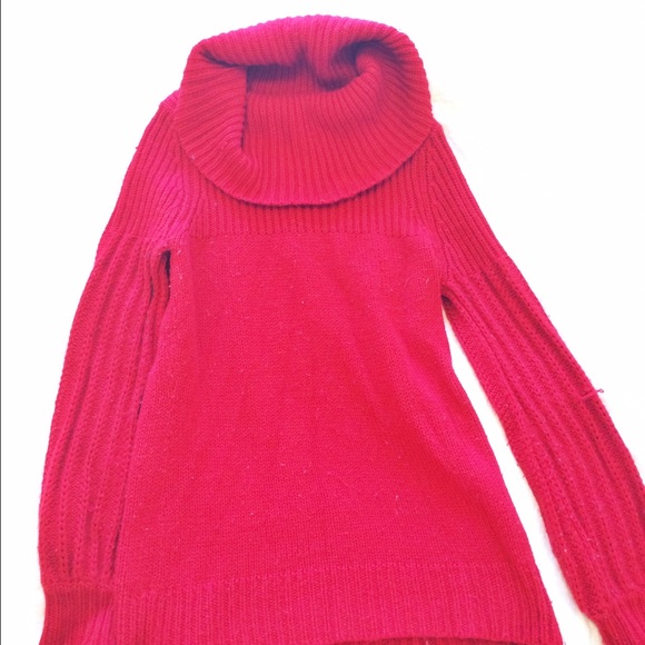 Red cowl neck sweater