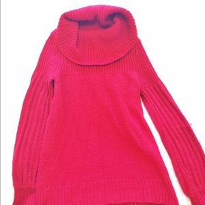 Red cowl neck sweater