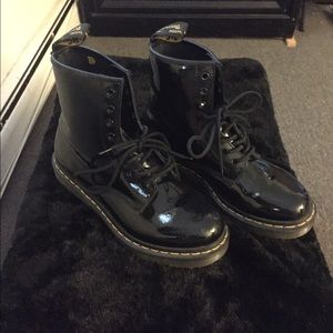 Black patent leather Doc Marten boot