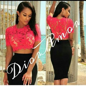 Lace red crop top