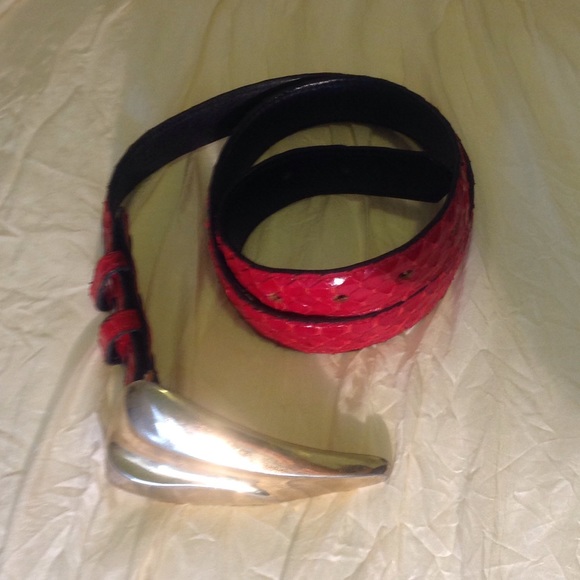Vintage APPLE snake skin belt, length 33.5”