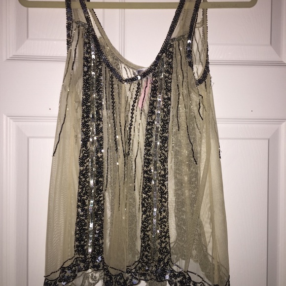 See through bejeweled tank top