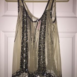See through bejeweled tank top