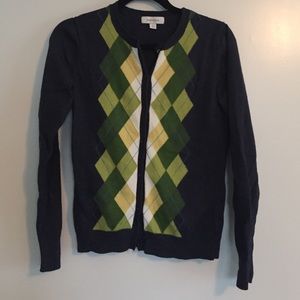 Navy argyle cardigan