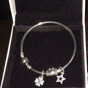 Pandora Sterling Silver Bangle with charms