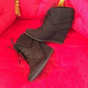 Black wedge booties size 11