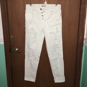 Brandy Melville white destroyed boyfriend jeans
