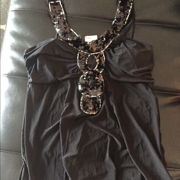 Black sequin halter top