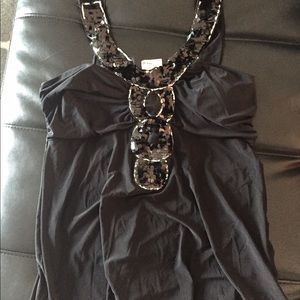 Black sequin halter top
