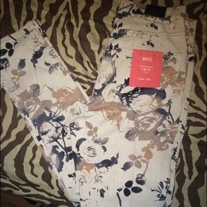 Floral print jeans