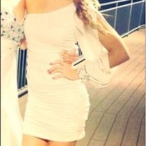 One shoulder white dress