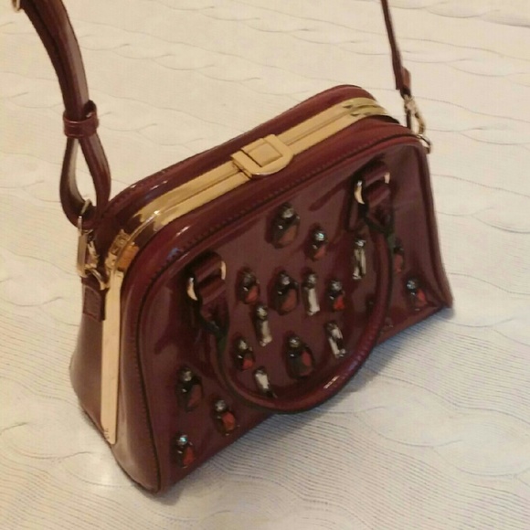 Jeweled patent leather bag