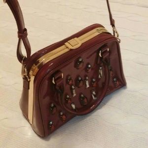 Jeweled patent leather bag