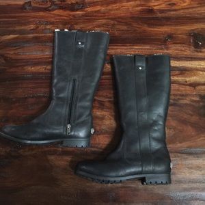 UGG LEATHER TALL BLACK BOOTS 8.5 NWOT