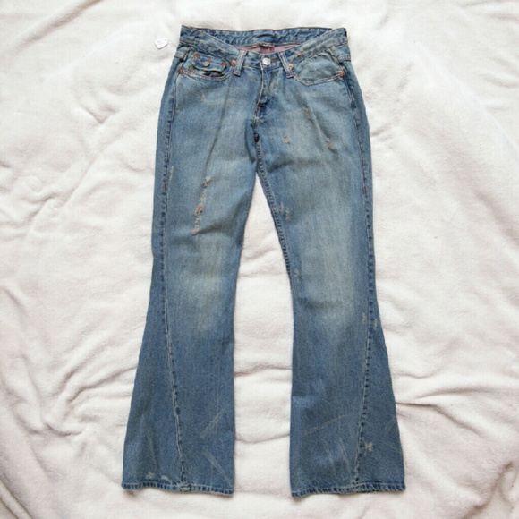 Y2K True Religion 26x32 Distressed Flared Jeans