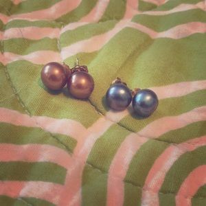 Pearl button earrings