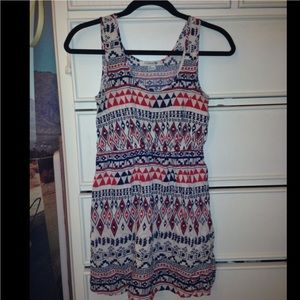 Red & blue aztec print dress