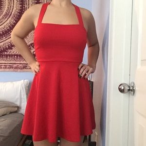 Red Skater Dress with Criss Cross Back Straps