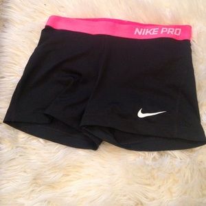Women's Nike Pro Black and Pink Shorts