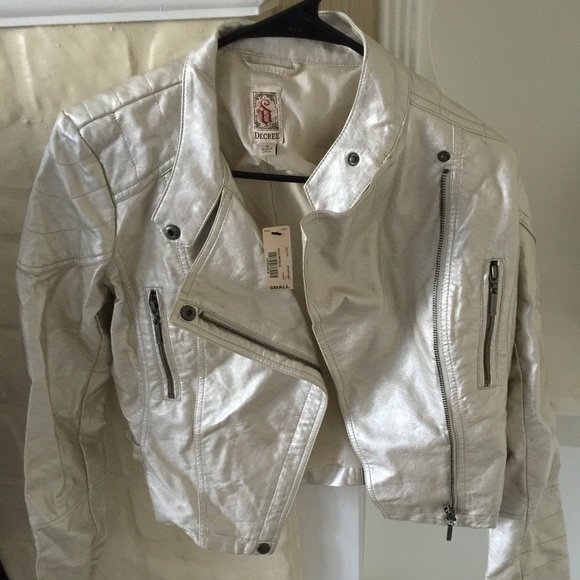 ***SOLD***Gold metallic faux leather jacket.