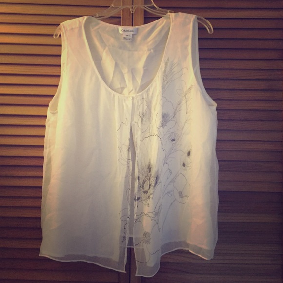 Calvin Klein 100% silk top.