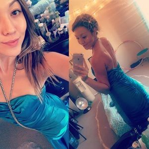 Gorgeous formal dress w/rhinestone halter strap