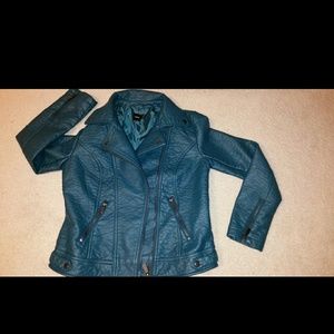 ASOS green teal blue moto jacket