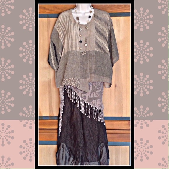 Rough Linen Texture Asymmetrical Lagenlook Tunic
