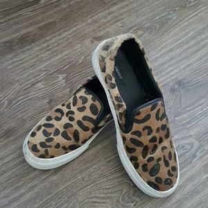 Faux Leopard Slips-ons