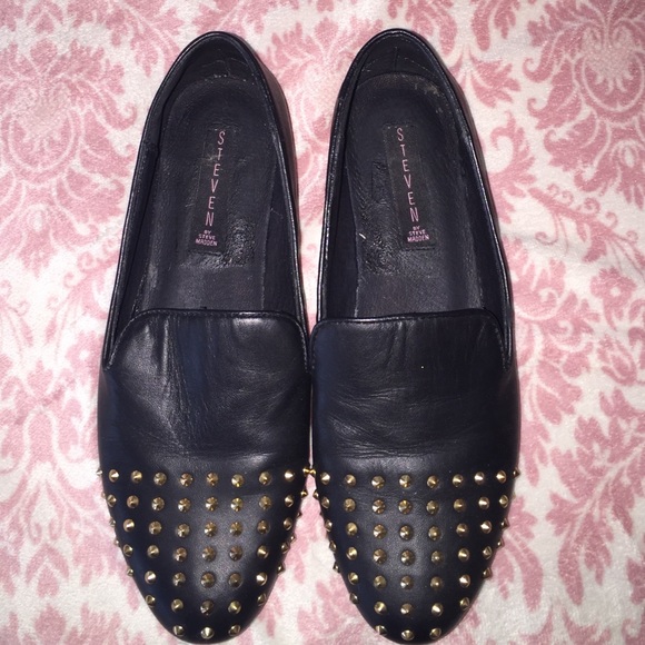 Black studded leather shoes