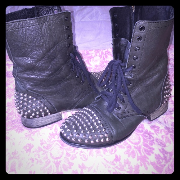 Combat/ Moto Studded Army lace up Boots