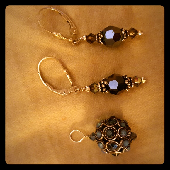 Swarovski crystal charm and earrings set