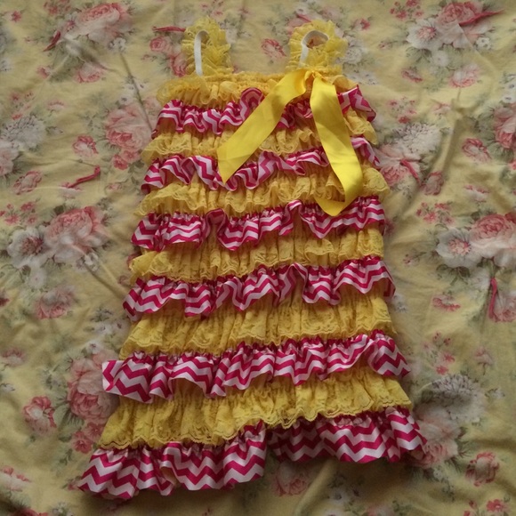 Toddler Pink and yellow romper
