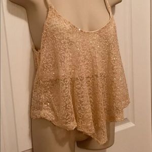NWT Sequin beige crop top size s