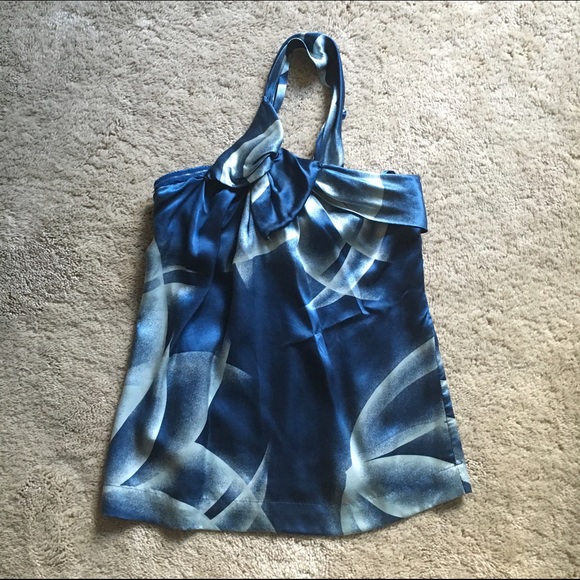 BCBG Printed Ink Combo Silk Top - Picture 3 of 4