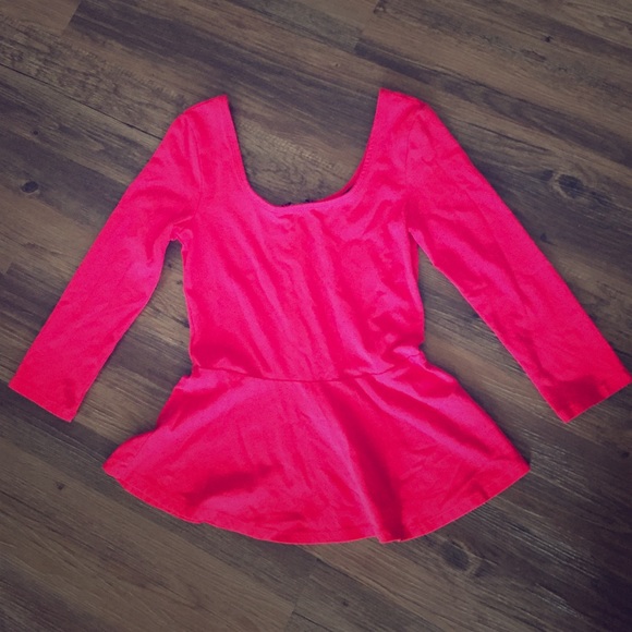 Hot Pink Peplum Blouse from Express