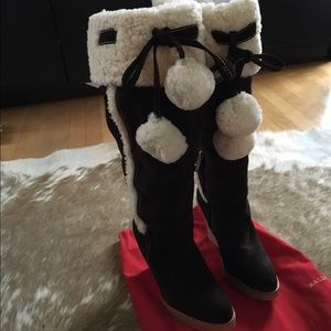 Bally brown suede wedge boots.  Size 38.