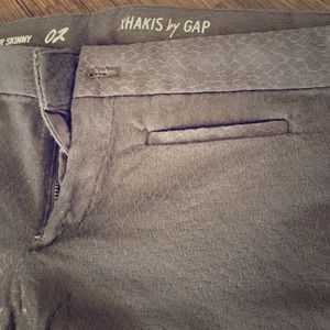 Gray Embossed Print Khakis By Gap