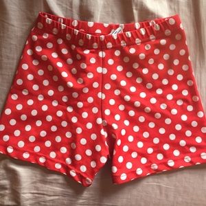 Red and white polka dot spandex