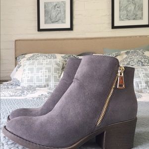 Grey suede booties