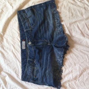Floral jean shorts