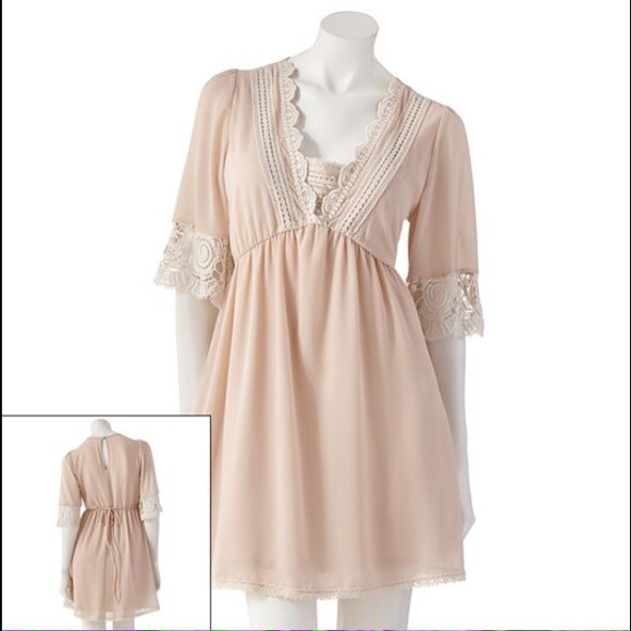 Margo and Sebastian Crocheted Flutter Sleeve Dress