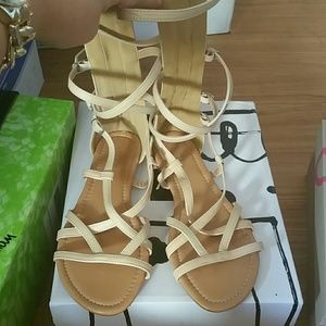 Nude flat gladiator sandals