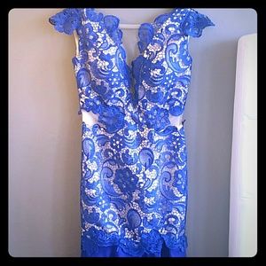 Stunning Royal blue and nude lace evening dress!
