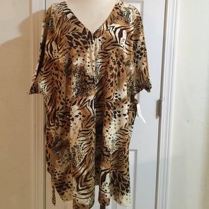4X new with tag animal print 100% cotton top