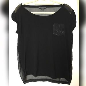 Sheer back short sleeve top