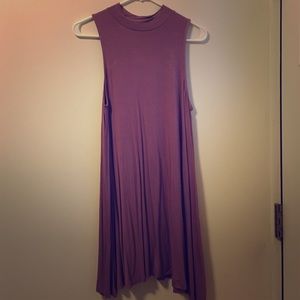 Mauve colored t-shirt dress with high neck